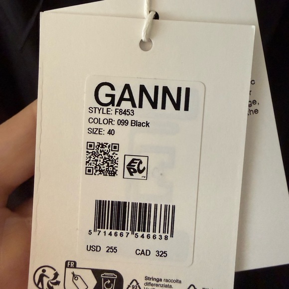 Ganni Black Sleeveless Midi Dress with Front Tie Details - Picture 6 of 6